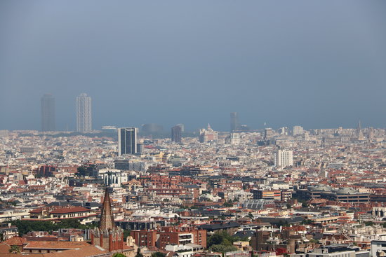 Barcelona during a high pollution episode on July 1, 2019