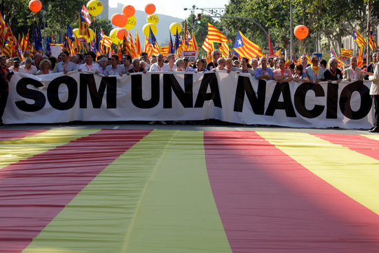 Over 1.5 million people march in Barcelona on July 10, 2010, to protest the Constitutional Court’s ruling against Catalonia’s reformed Statute of Autonomy, rallying under the slogan "We are a nation, we decide"