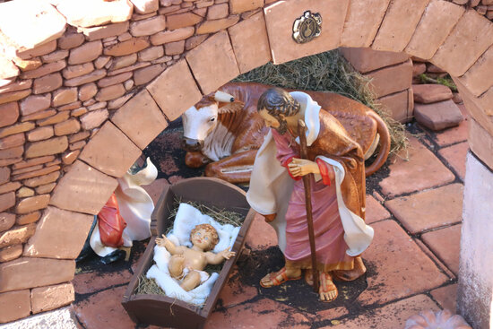 Jesus in the manger at a Nativity scene in central Sabadell