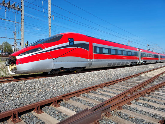 A train from Italian company Iryo, one of several high-speed rail operators now active in Catalonia (ILSA) 