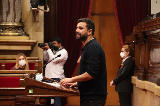 Catalan MP for pro-independence Esquerra Ruben Wagensberg in the Catalan Parliament on 2021
