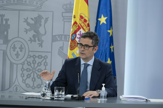Spain's presidency minister Félix Bolaños in a press conference in Madrid, January 2022