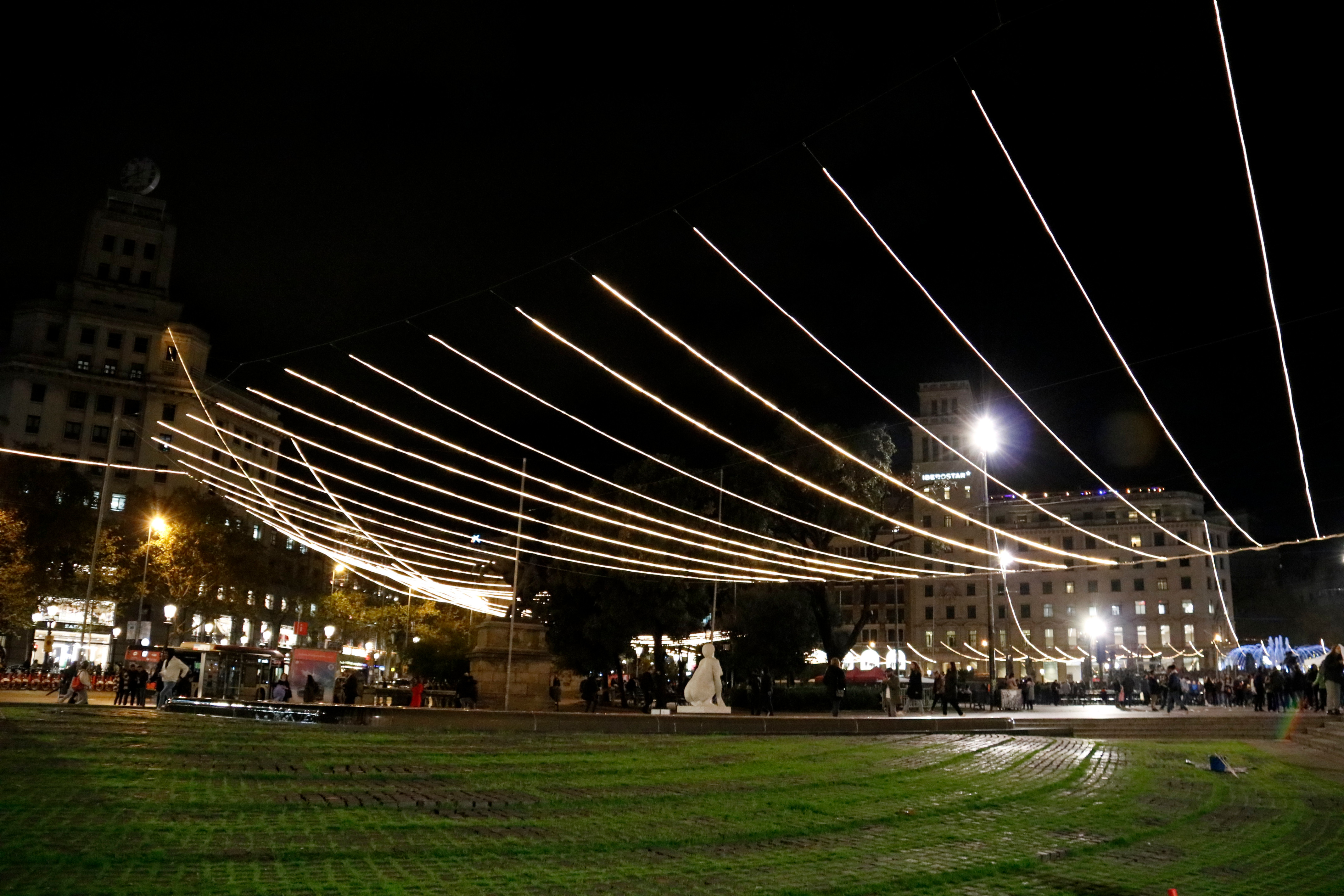Plaça de Catalunya square Christmas lights on November 24, 2021