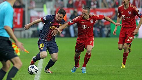 Messi and Ribéry in the last Champions League's semi-final game (by FC Barcelona)