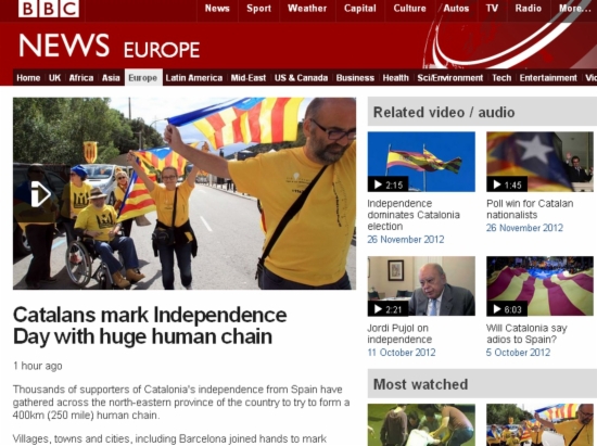 The BBC website informing about the 'Catalan Way' (by BBC / ACN)