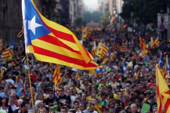A Catalan independence flag in last year's 1.5 million strong demonstration supporting Catalonia's independence from Spain (by ACN)