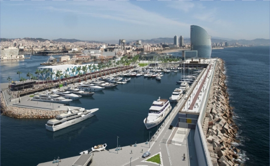 A virtual image of Barcelona's new marina, with the W Hotel tower in the background (by Formentera Mar / ACN)