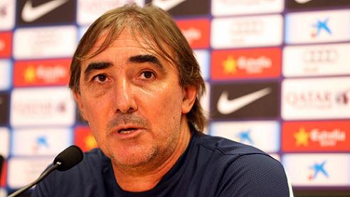 Jorge Pautasso at this Friday press conference before the game with Rayo Vallecano (by FC Barcelona)