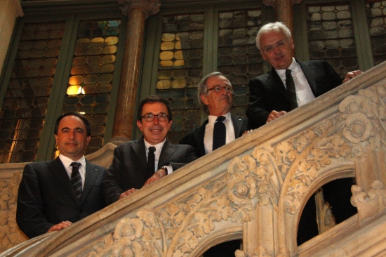 The mayor of Barcelona, Xavier Trias, Minister for Culture Ferran Mascarell, Director of the Ramon Llull Institute for Catalan Culture Àlex Susanna and deputy Mayor Jaume Ciurana (by ACN)