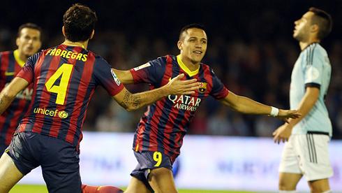 Alexis Sánchez and Cesc Fàbregas scored two of Barça's goals against Celta de Vigo (by FC Barcelona)