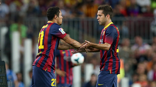 Jordi Alba being replaced by Adriano (by FC Barcelona)