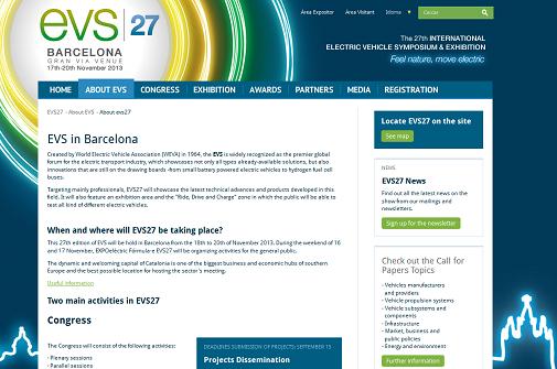 The website of EVS27, which takes place in Barcelona this year (by EVS27 / ACN)