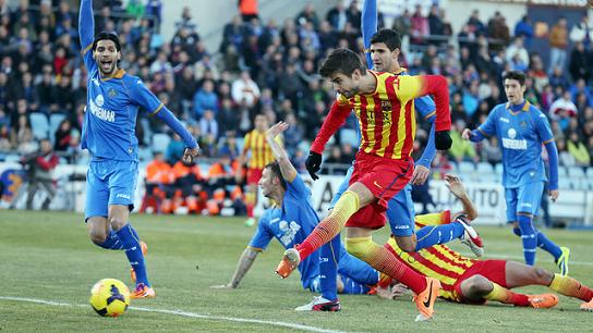 Piqué at the last Spanish League game against Getafe (by FC Barcelona)
