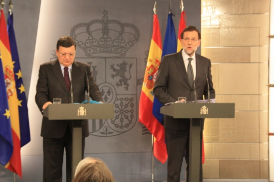 Barroso (left) and Rajoy (right) this Friday in Madrid (by R. Pi)