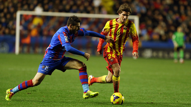 Sergi Roberto at Sunday's game against Llevant (by FC Barcelona)