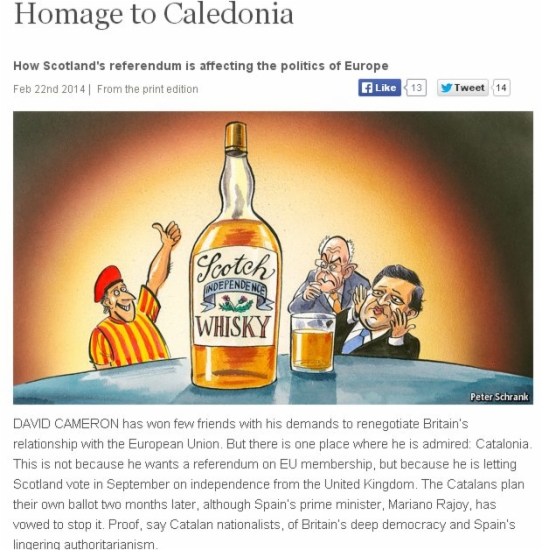 A picture from 'The Economist' website featuring the article 'Homage to Caledonia' (by The Economist)