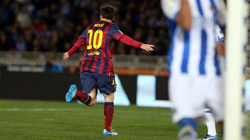 Leo Messi scored Barça's goal against Real Sociedad (by FC Barcelona)