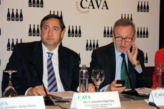 Josep Maria Pelegrí (left) and Pere Bonet (right) presenting the 2013 cava figures (by J. R. Torné)