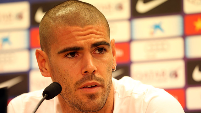 Víctor Valdés in a press conference a few months ago (by FC Barcelona)