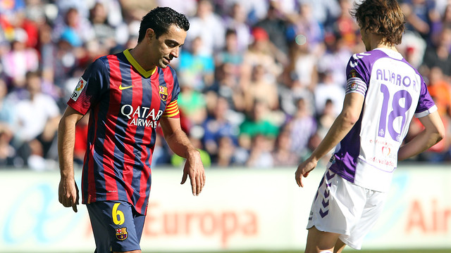 Xavi at Saturday's game against Valladolid (by FC Barcelona)