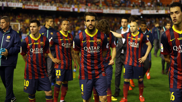 Barça players after the defeat against Real Madrid at Spain's Cup Final (by FC Barcelona)