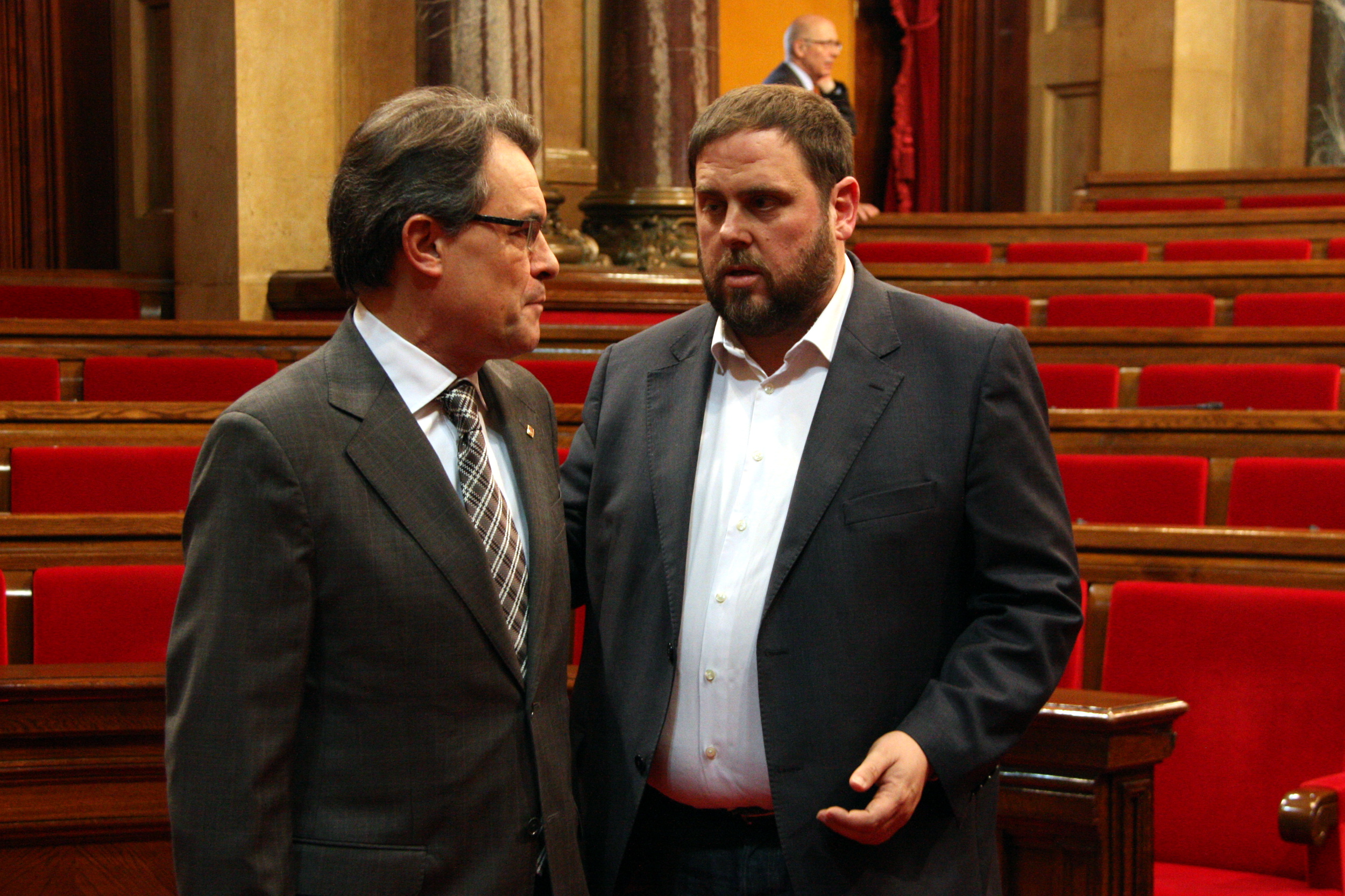 The Catalan President and leader of CiU, Artur Mas, and the leader of ERC, Oriol Junqueras (by ACN)