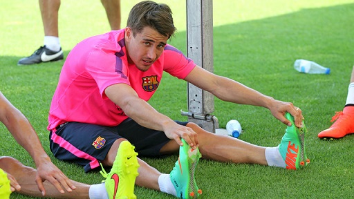 Bojan training this summer with Barça's first team (by FC Barcelona)
