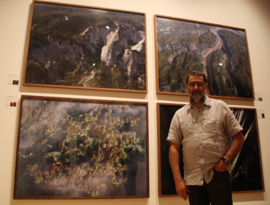 Joan Fontcuberta in front of some of his pictures shown in London (by L. Pous)