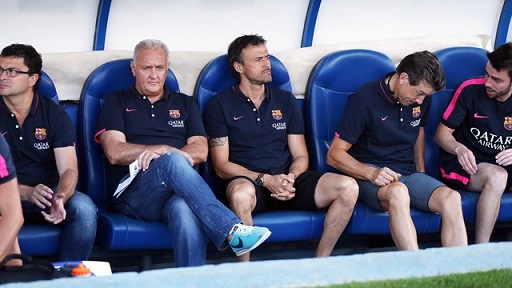 Luis Enrique (centre), in his first match as Barça's Manager (by FC Barcelona)
