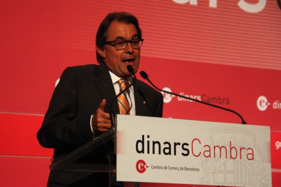 The Catalan President, Artur Mas, talking at the Barcelona Chamber of Commerce's lunch event (by P. Mateos)
