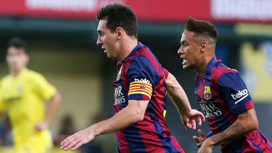 Leo Messi and Neymar in the recent match against APOEL of Nicosia (by FC Barcelona)