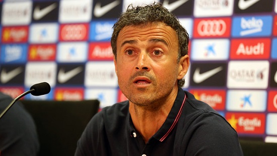 Barça's Manager, Luís Enrique, in the press conference held before the Spanish League game against Eibar (by FC Barcelona)