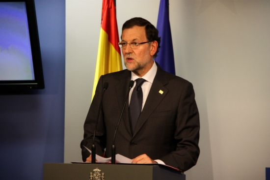 The Spanish Prime Minister, Mariano Rajoy, addressing the press in Brussels on Friday (by A. Casino)