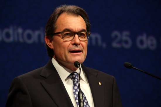 The President of the Catalan Government, Artur Mas, addressing Barcelona's Fòrum Auditorium on Tuesday (by R. Garrido)