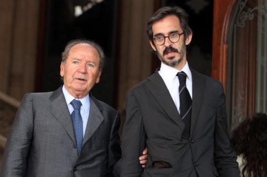Josep Lluís Núñez senior (left) together with his lawyer in 2011 (by O. Campuzano)