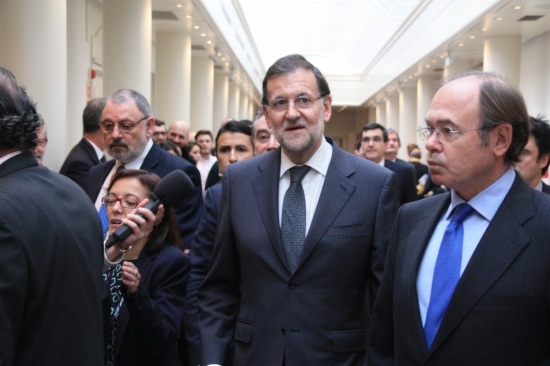 The Spanish PM, Mariano Rajoy, arriving at the Senate on Tuesday (by R. Pi de Cabanyes)