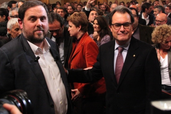 Junqueras (left) and Mas (right) on December 2 (by A. Moldes)