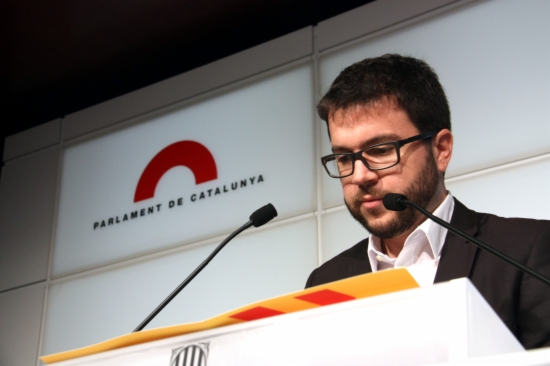 The ERC's Spokesperson for economic affairs at the Catalan Parliament, Pere Aragonès, on Monday (by A. Moldes)