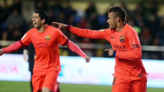 Luís Suárez and Neymar scored Barça's three goals against Villareal (by FC Barcelona)