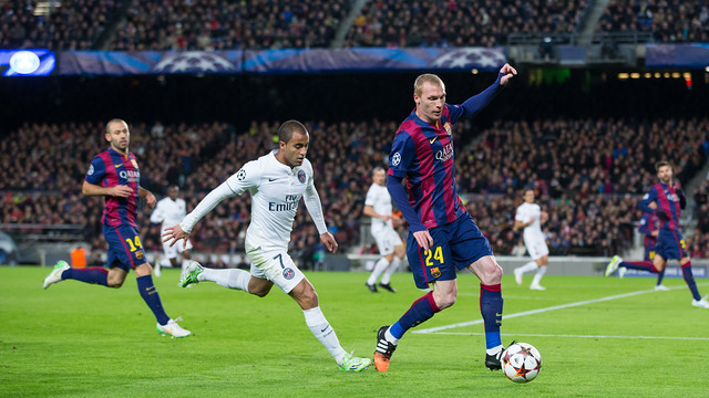 Jérémy Mathieu scored a goal against PSG in the first leg (by FC Barcelona)