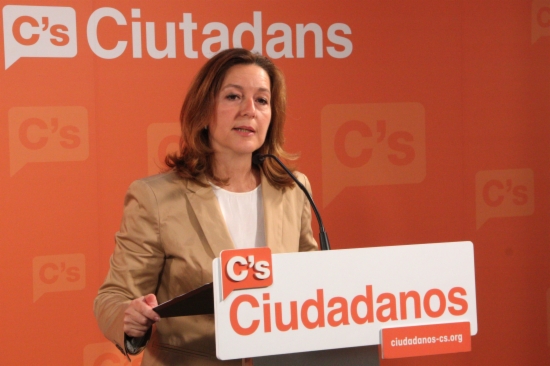 Carina Mejías, the Ciudadanos' candidate for Barcelona Mayor, on Monday(byR. Garrido)