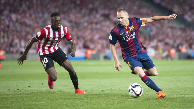 Andrés Iniesta in this year's Spanish Cup Final against Athletic Bilbao (by FC Barcelona)