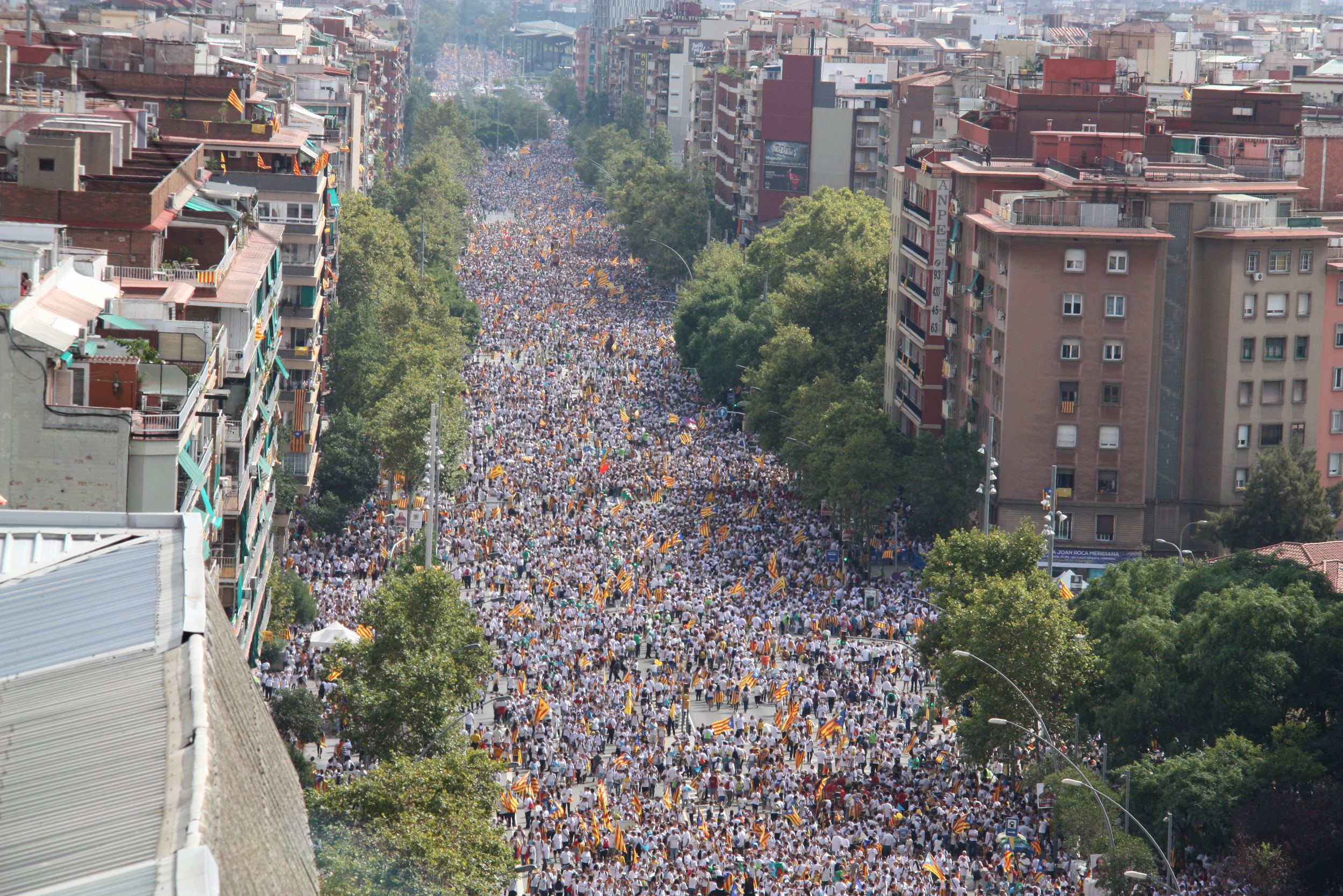 An aerial view of the massive demonstration in Barcelona (by ACN)