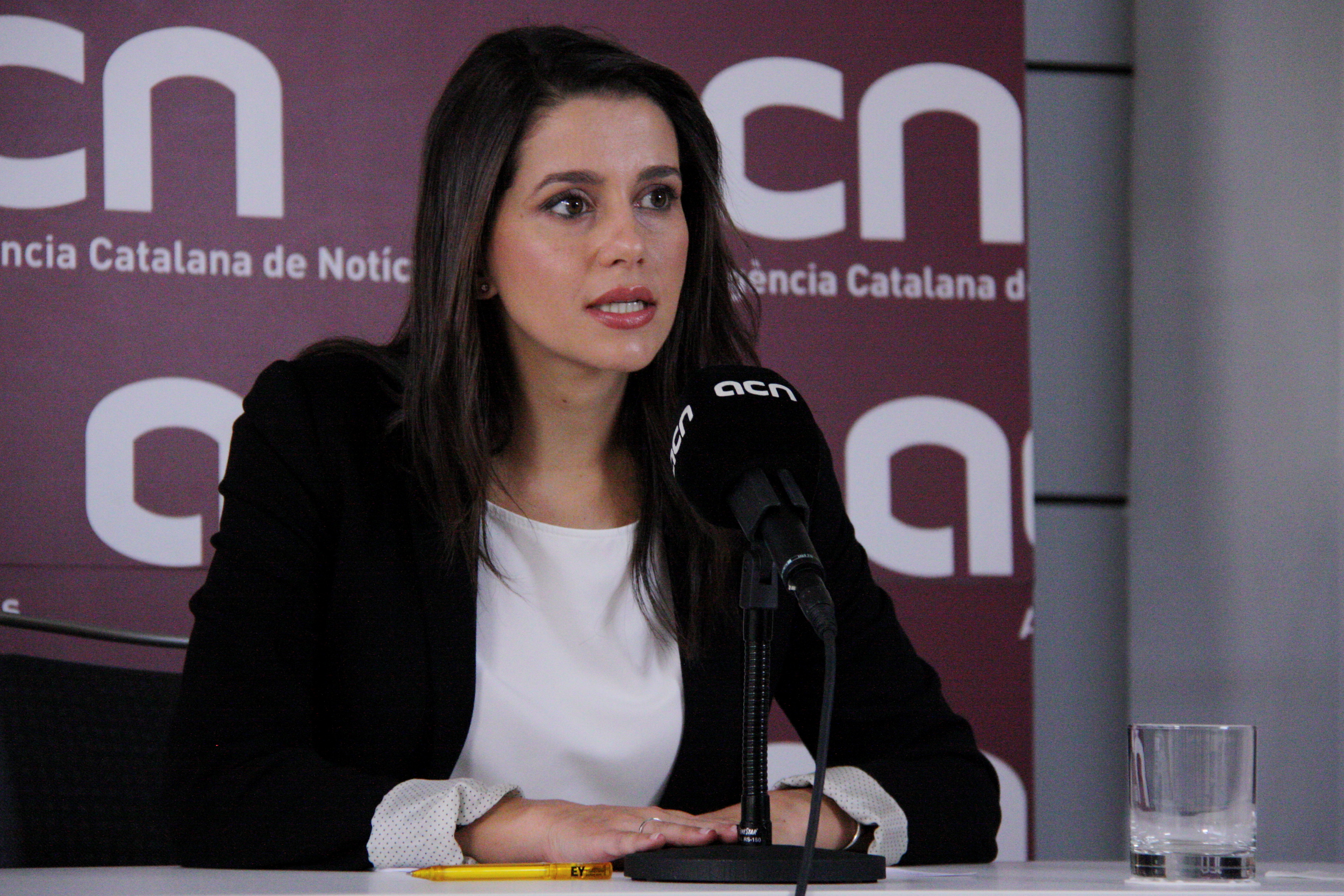 Ciutadans' candidate, Inés Arrimadas at press conference at CNA headquarters