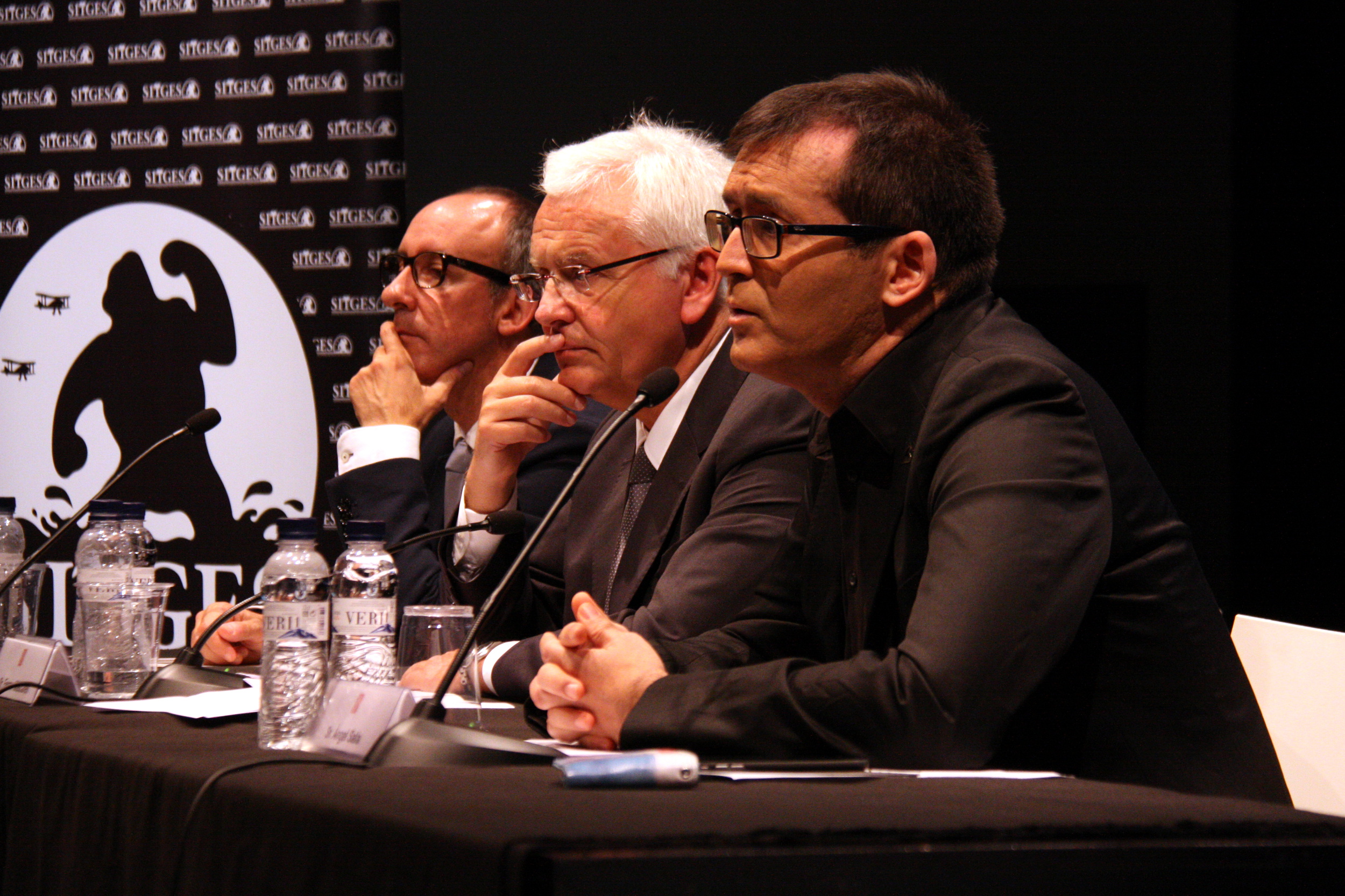 Sitges Film Festival's director, Àngel Sala, Catalan Minister for Culture, Ferran Mascarell and Sitges Mayor, Miquel Forns presenting the 48th edition of the festival