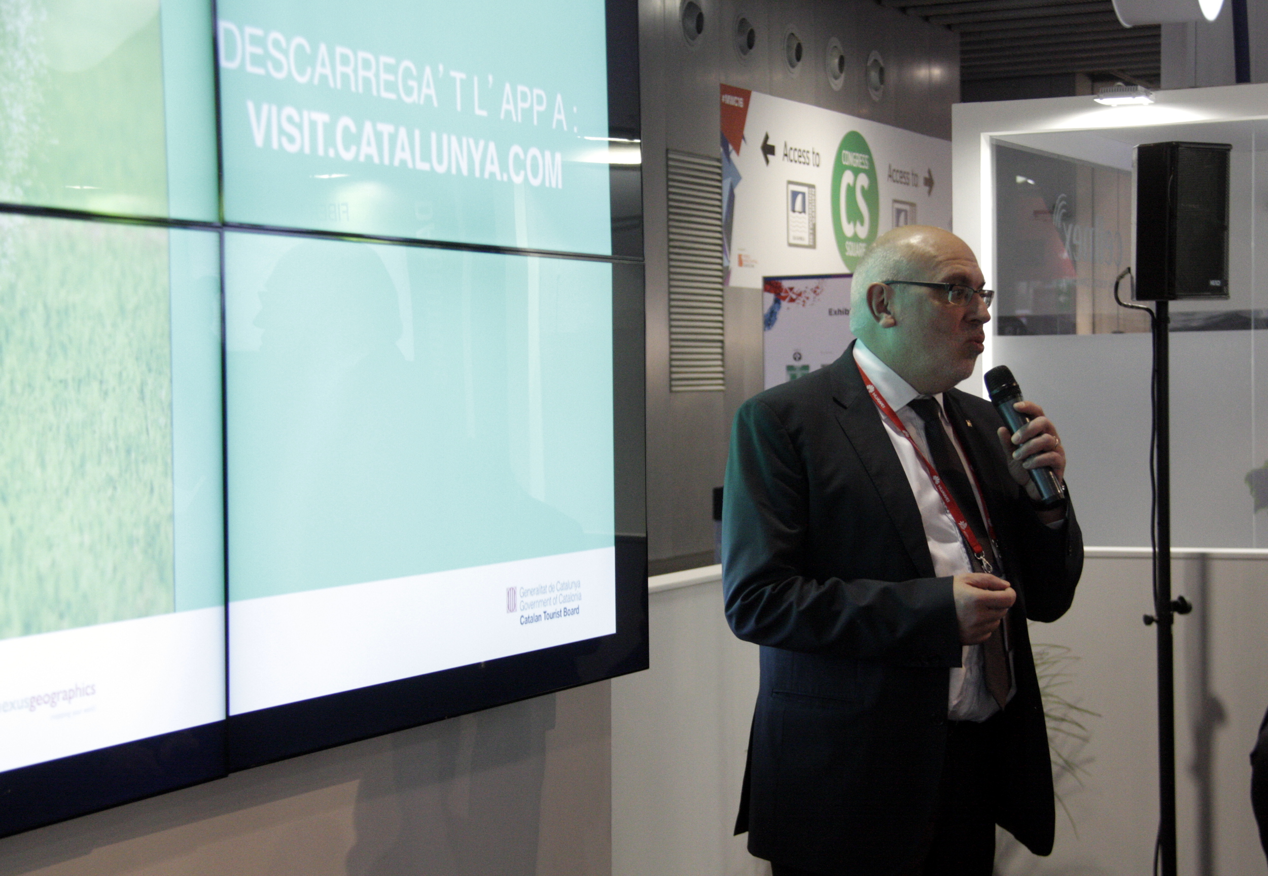 The Catalan Minister for Business and Knowledge, Jordi Baiget, at the Mobile World Congress (by ACN)