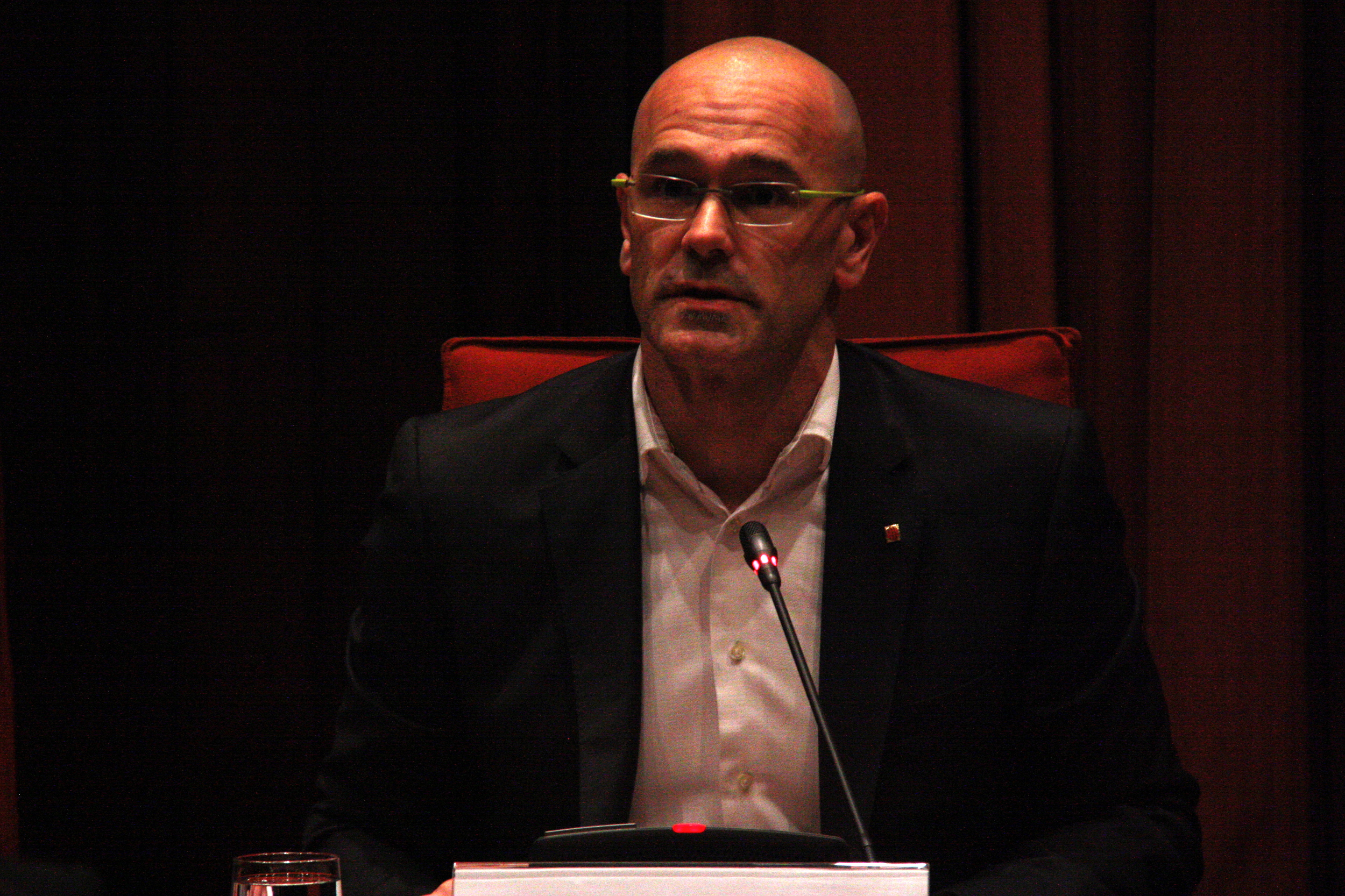 Catalan Ministrer for Foreign Affairs, Raül Romeva, during his appearance before the Parliament (by ACN)