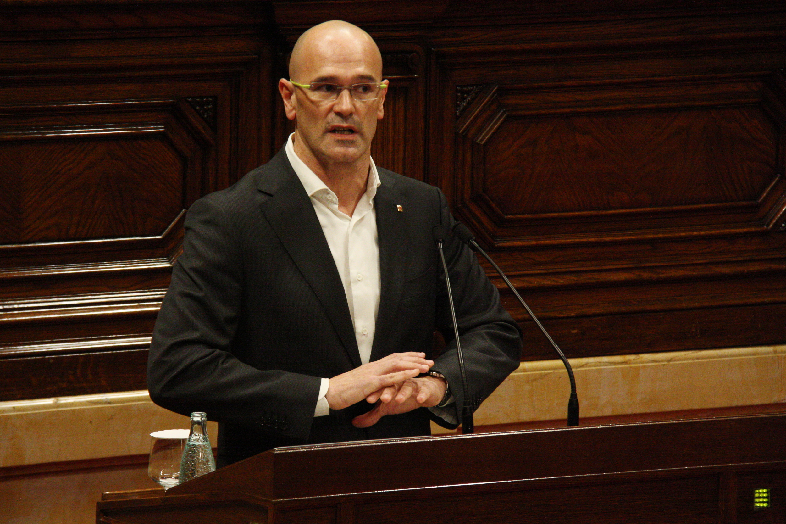The Catalan Minister for Foreign Affairs, Raül Romeva during an intervention this Wednesday in the Parliament (by ACN)