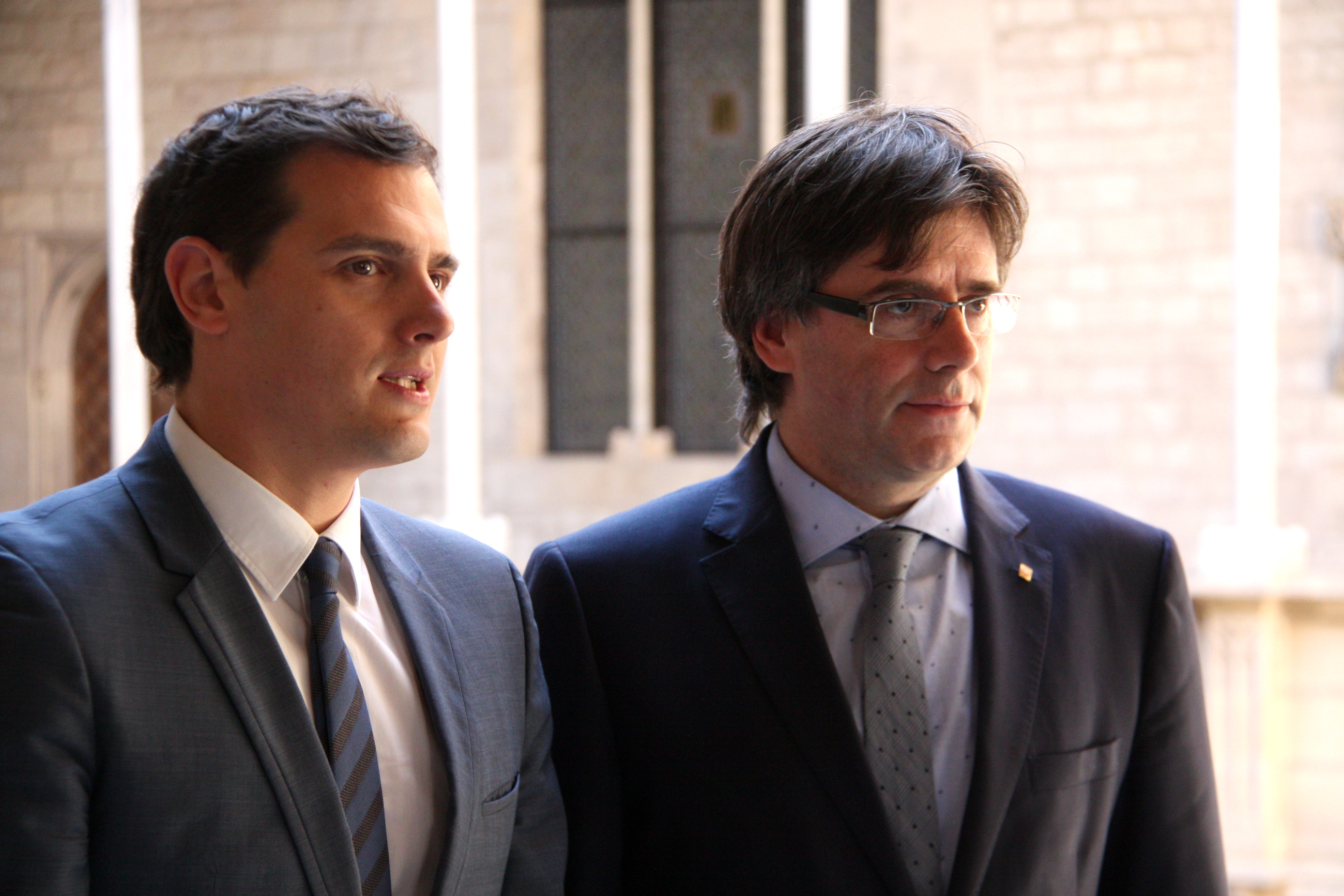 Spanish Unionist ‘Ciutadans’ leader, Albert Rivera and Catalan President Carles Puigdemont (by ACN)