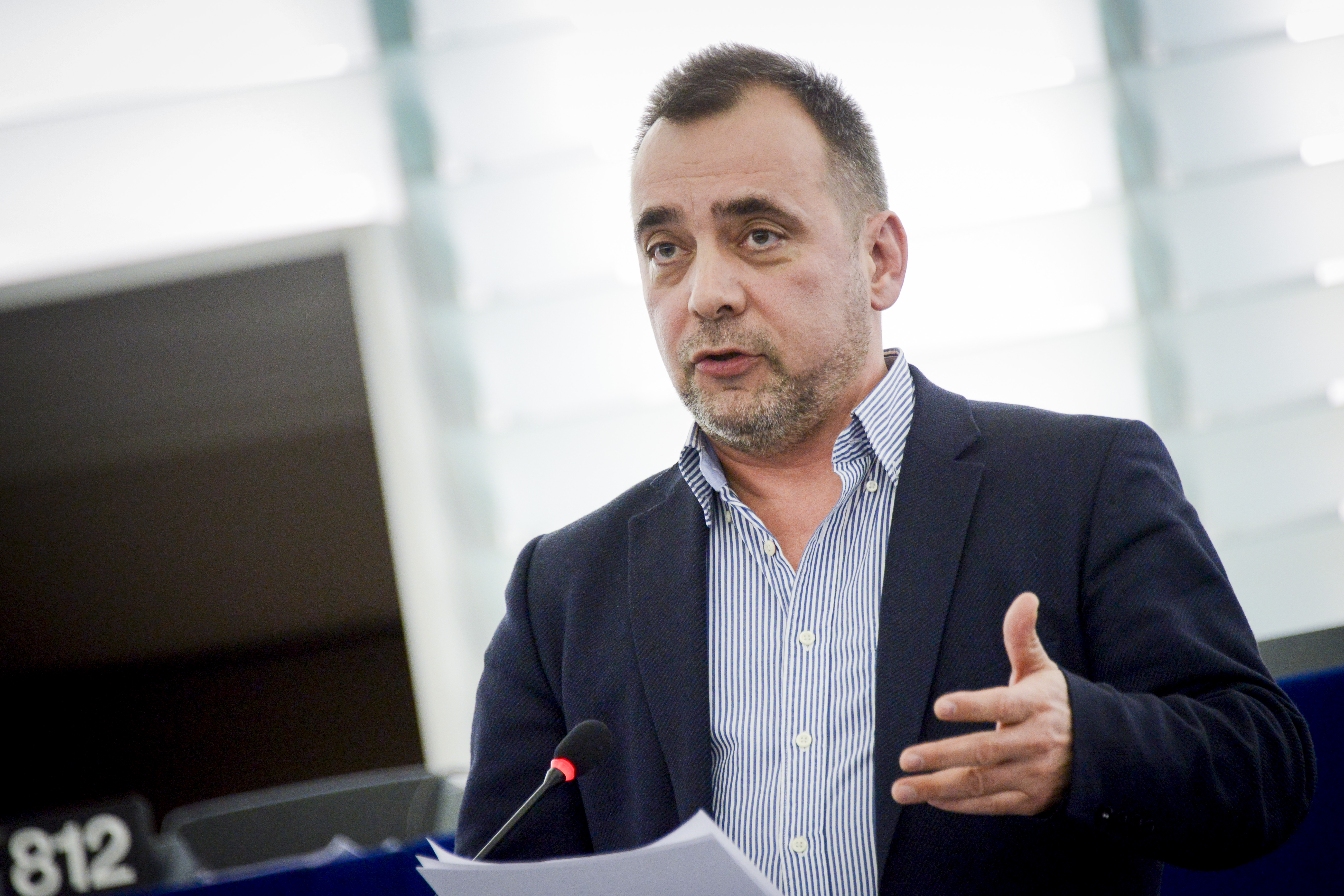 Green MEP, Tamás Meszerics, during a plenary session at Strasbourg's European Parliament (by ACN)